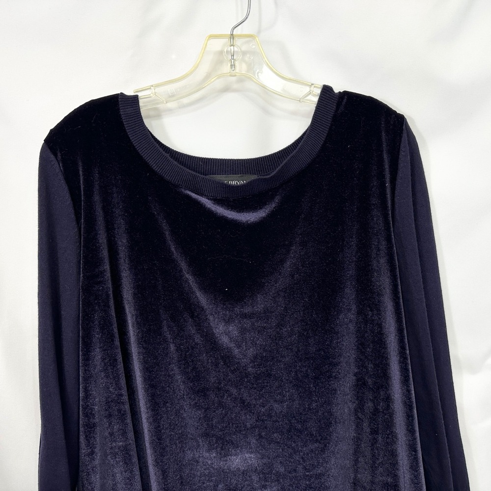 Lane Bryant Plus Size 18/20 Pullover Top Dark Navy Blue Velvet Front Mixed 472 - Picture 3 of 9